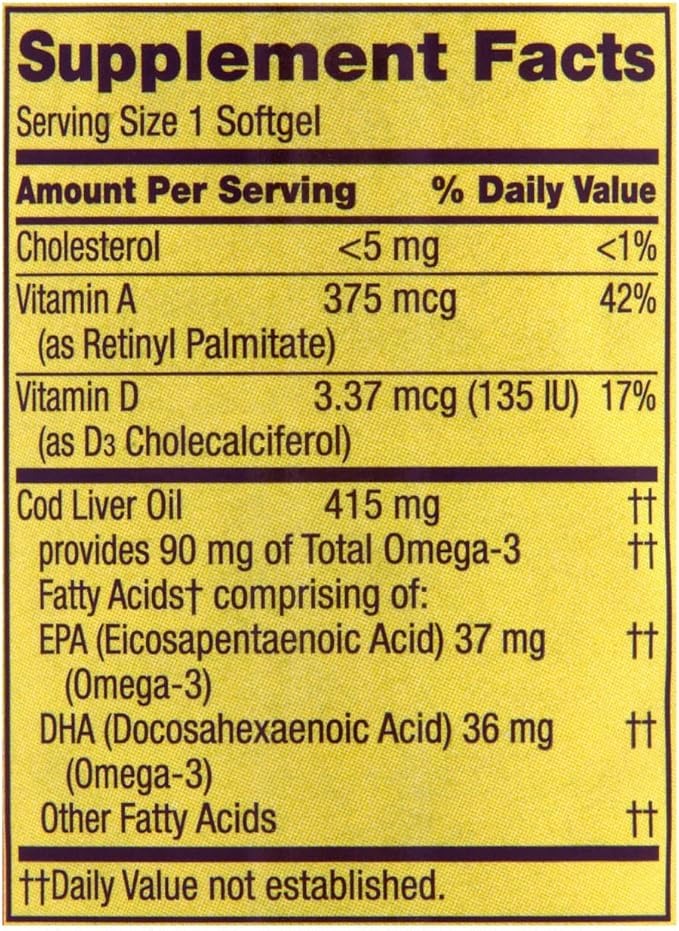Spring Valley Cod Liver Oil with Vitamin A & D | 100 Softgels thumbnail 4
