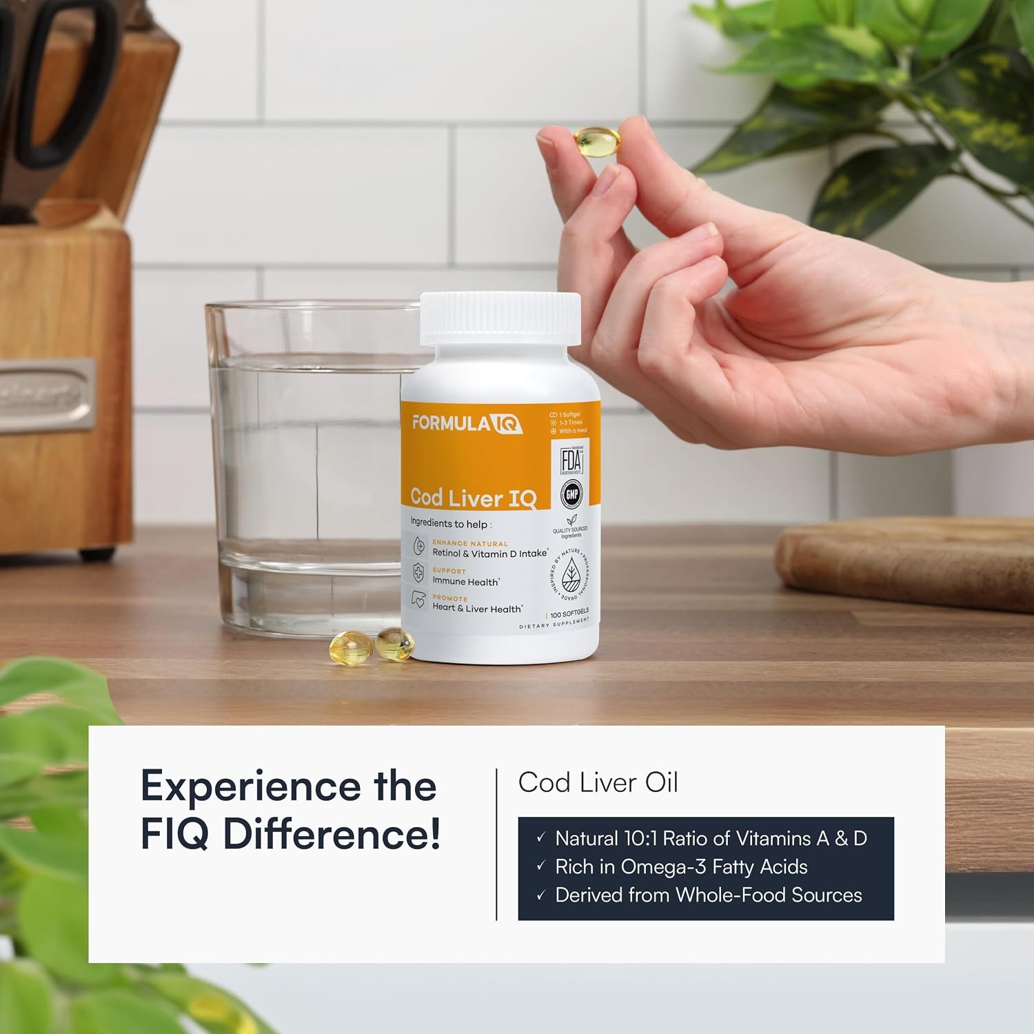 FIQ Formula IQ Cod Liver Oil | Daily Fish Oil Supplement | 100 Softgels thumbnail 3