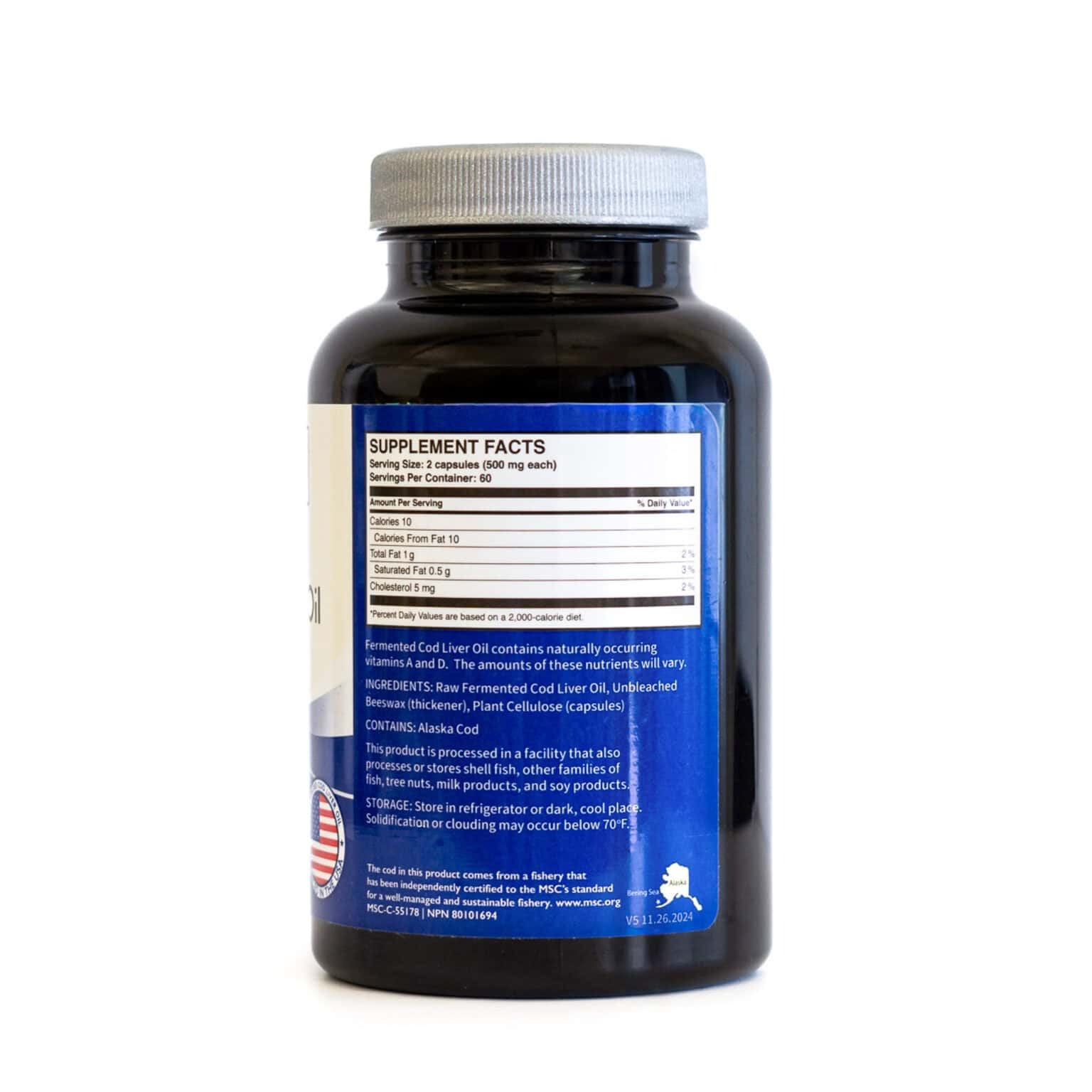 Green Pasture Fermented Cod Liver Oil Capsules | Wild Alaska Cod | 120 Count thumbnail 2