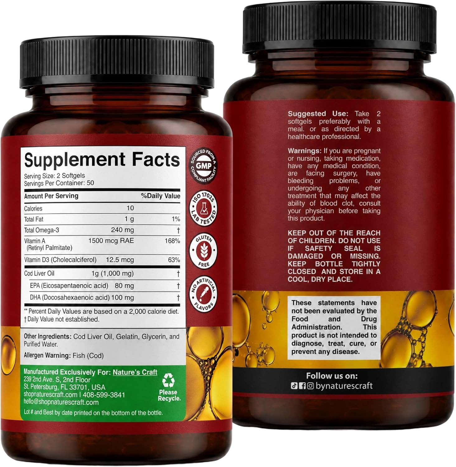 Icelandic Cod Liver Oil Softgels 1000mg | EPA DHA Omega-3 | Vitamin A & D3 thumbnail 3