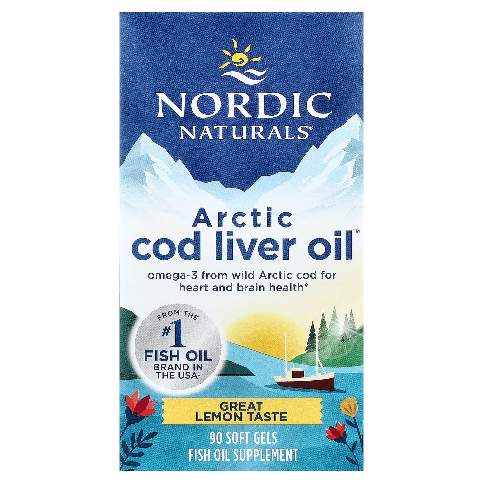 Nordic Naturals Arctic Cod Liver Oil | Lemon | 90 Soft Gels thumbnail 2