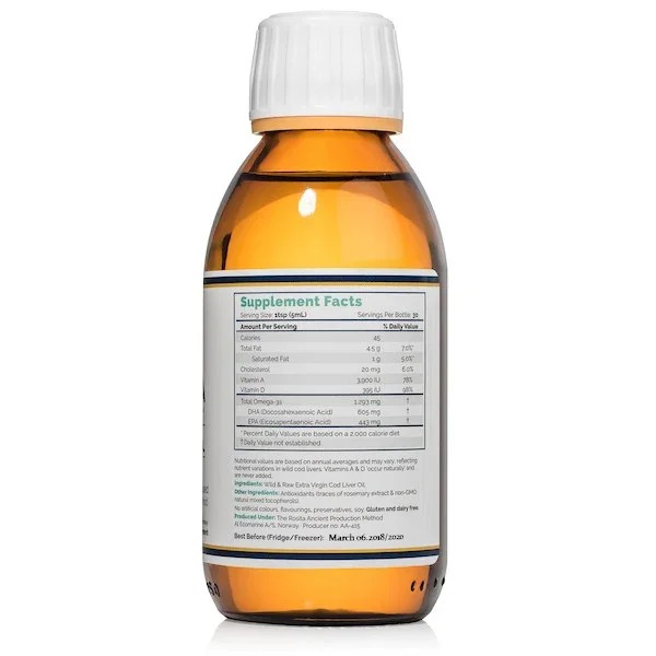 Rosita Real Foods Cod Liver Oil | Extra Virgin Liquid Formula | 150ml thumbnail 3