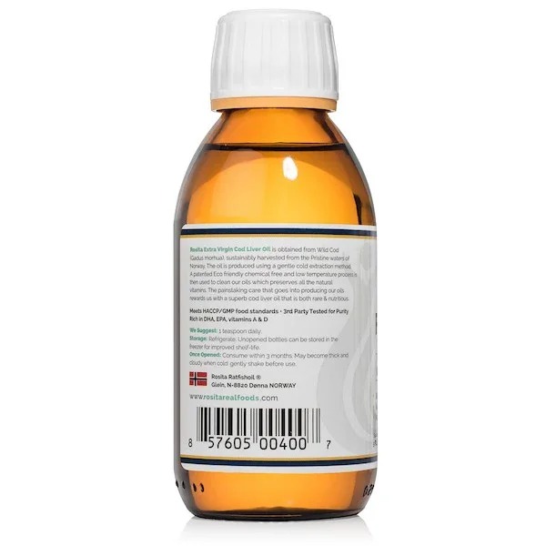 Rosita Real Foods Cod Liver Oil | Extra Virgin Liquid Formula | 150ml thumbnail 4
