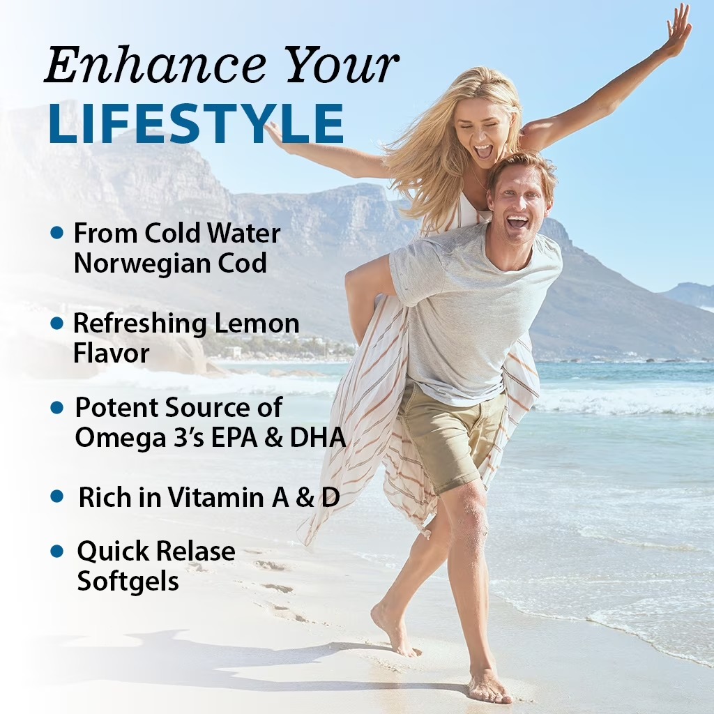 Vitamatic Cod Liver Oil 1250mg | Icelandic Fish Oil | Lemon | 120 Count thumbnail 6