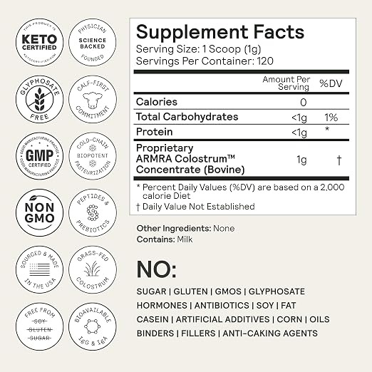 ARMRA Colostrum Premium Powder | 400+ Bioactive Nutrients | 180 Servings thumbnail 5