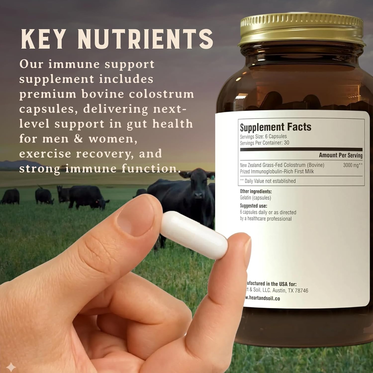 Heart & Soil Colostrum Supplement | 180 Capsules thumbnail 5