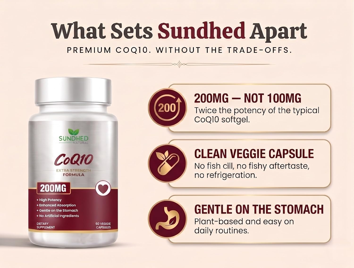 CoQ10 200mg Capsules Coenzyme Q10 Supplement 60 Vegan Caps thumbnail 4