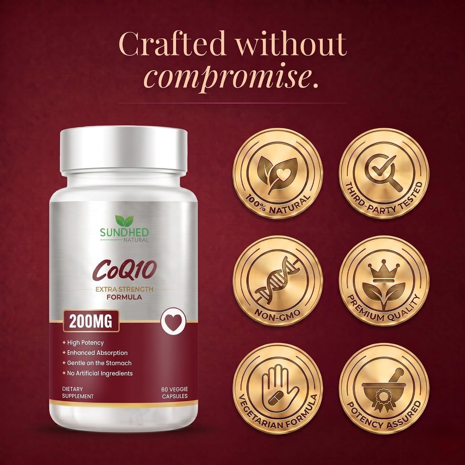 CoQ10 200mg Capsules Coenzyme Q10 Supplement 60 Vegan Caps thumbnail 6