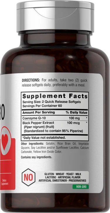 Horbaach CoQ10 100mg Supplement 120 Softgels  Non-GMO thumbnail 2