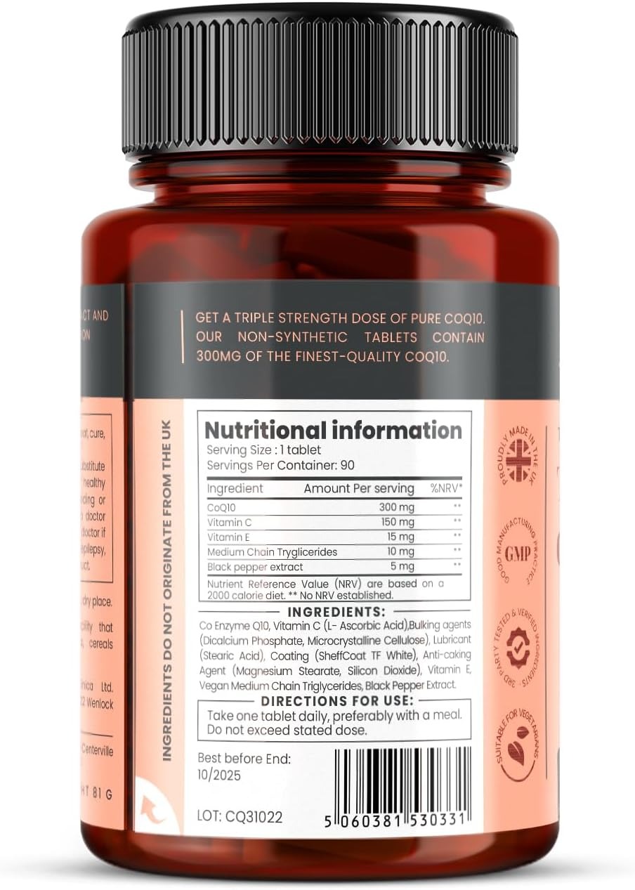PureClinica Fermented CoQ10 300mg | Vitamin C & Black Pepper | 90 Tablets thumbnail 5