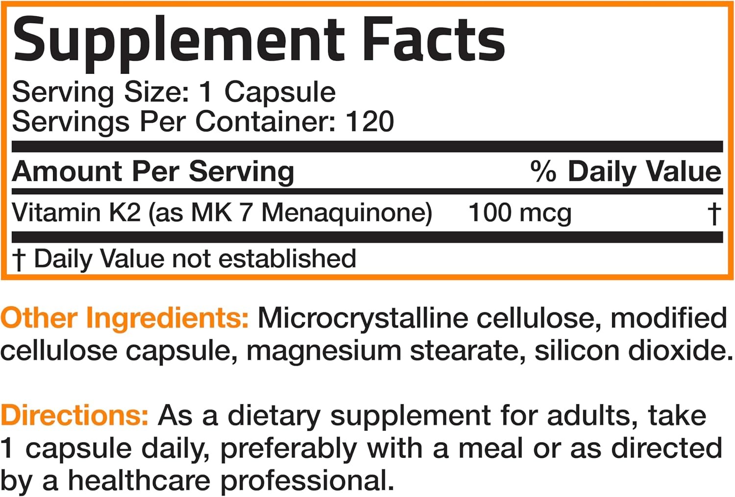 Bronson Vitamin K2 MK-7 100mcg | Menaquinone-7 | 120 Capsules thumbnail 5