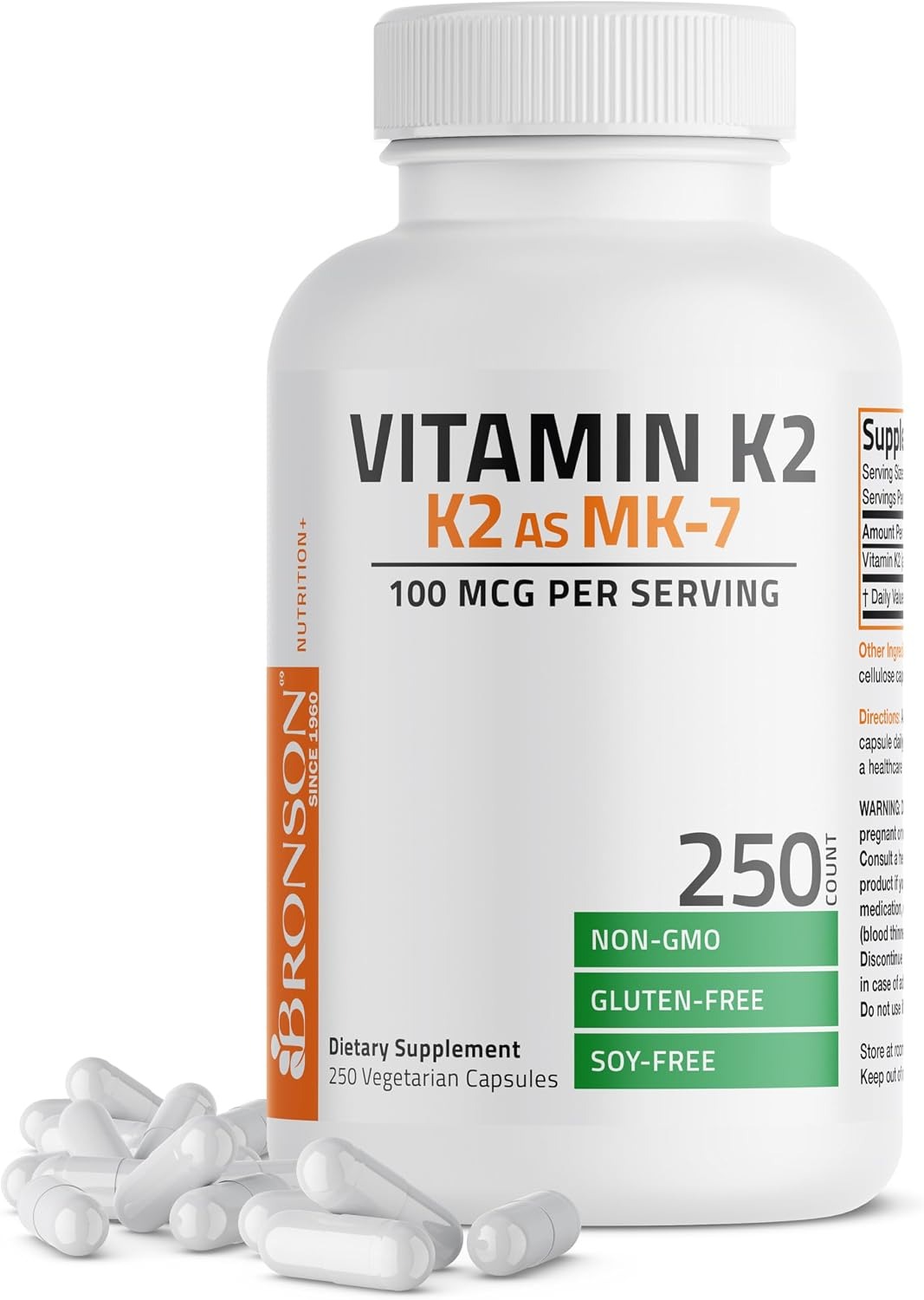 Bronson Vitamin K2 MK-7 100mcg | Menaquinone-7 | 120 Capsules thumbnail 6