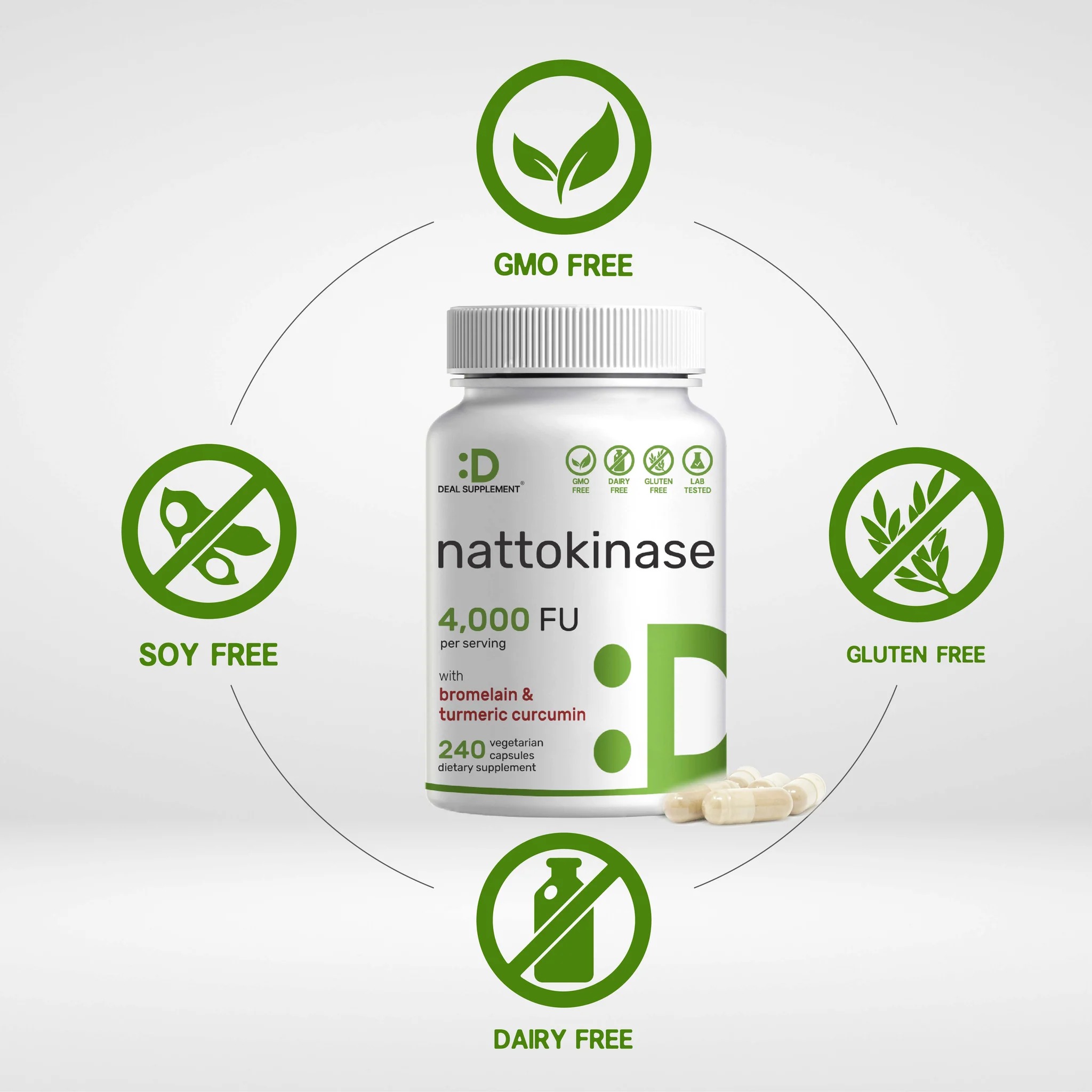 Nattokinase 4,000 FU Supplement | 240 Vegetarian Capsules thumbnail 3