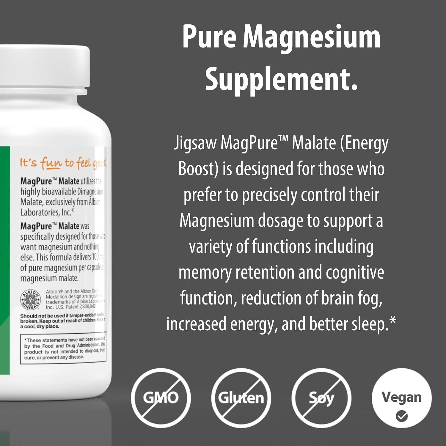 Jigsaw Health MagPure Malate | Premium Magnesium Malate | 120 Servings thumbnail 3