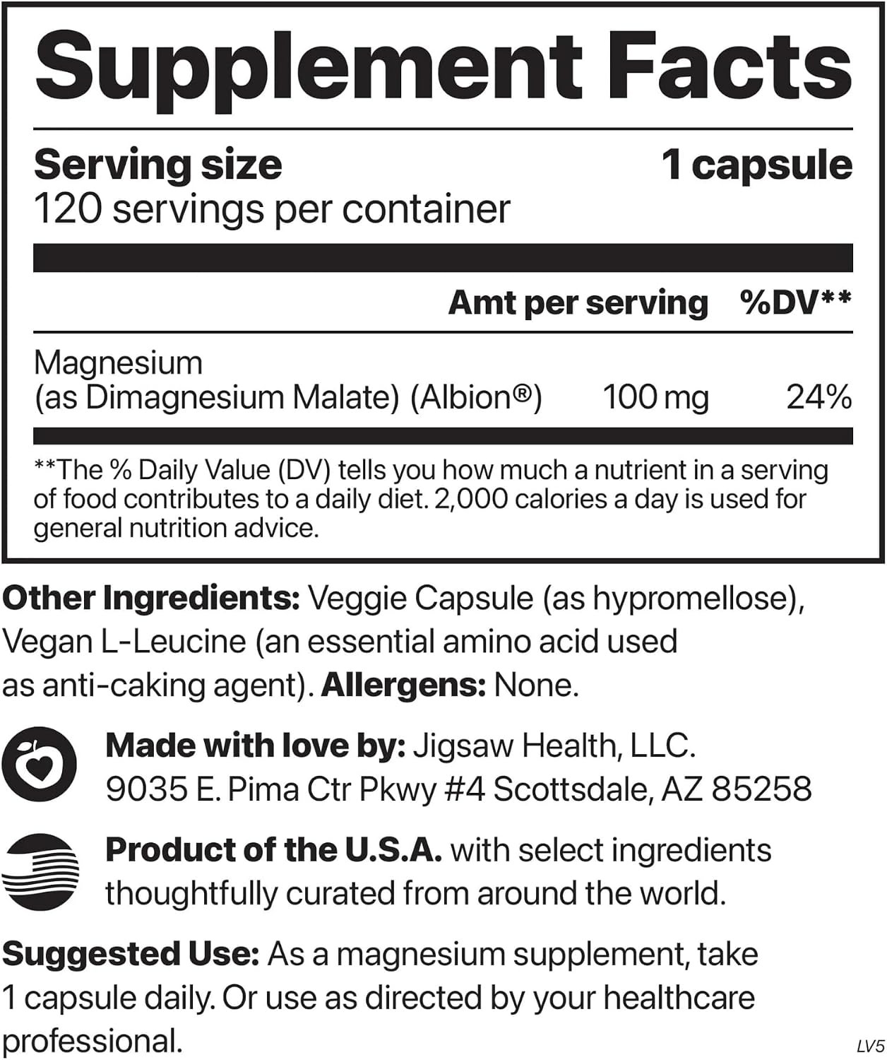 Jigsaw Health MagPure Malate | Premium Magnesium Malate | 120 Servings thumbnail 2