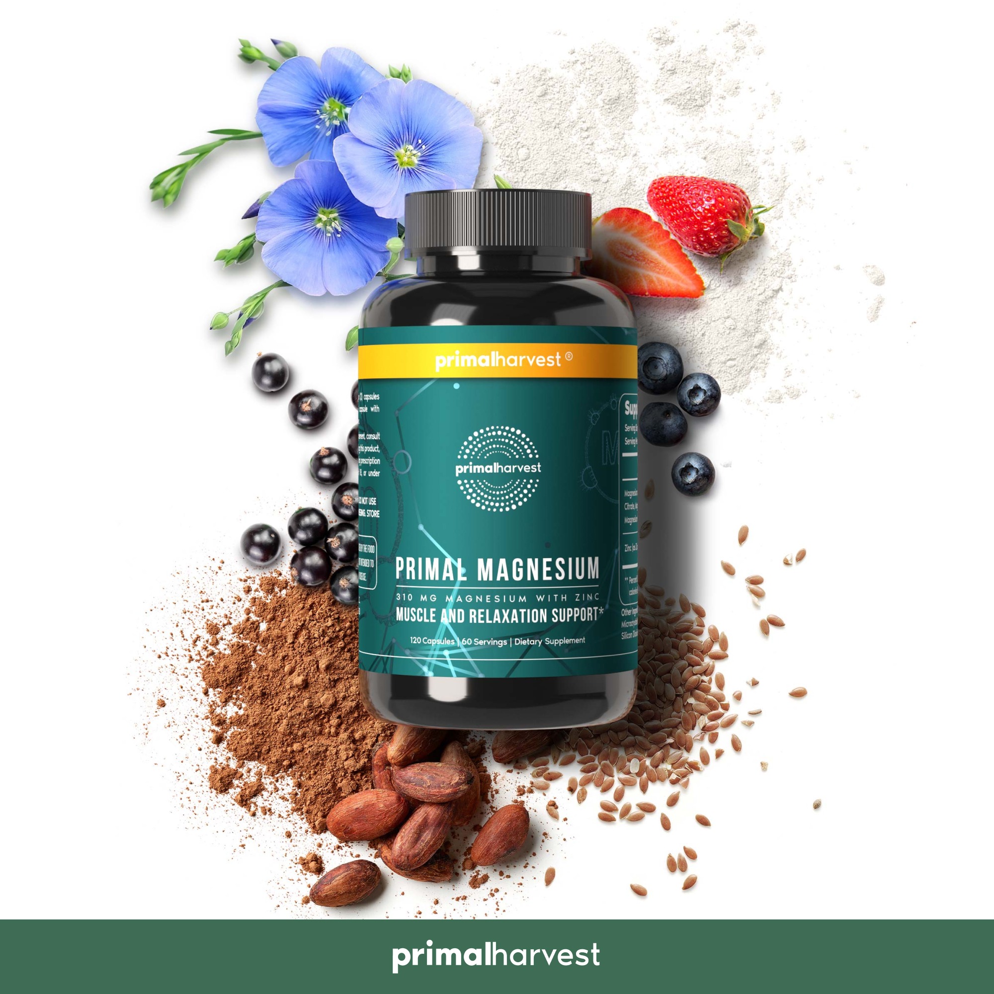 Primal Harvest Magnesium Supplement | Daily Wellness | Vegan & Gluten Free thumbnail 2