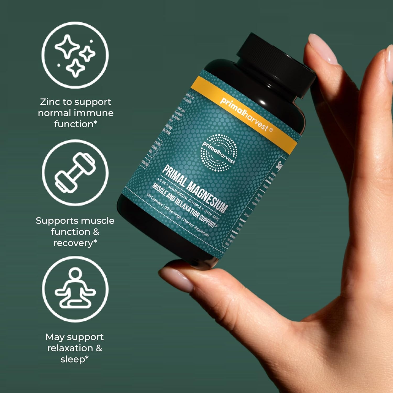 Primal Harvest Magnesium Supplement | Daily Wellness | Vegan & Gluten Free thumbnail 6