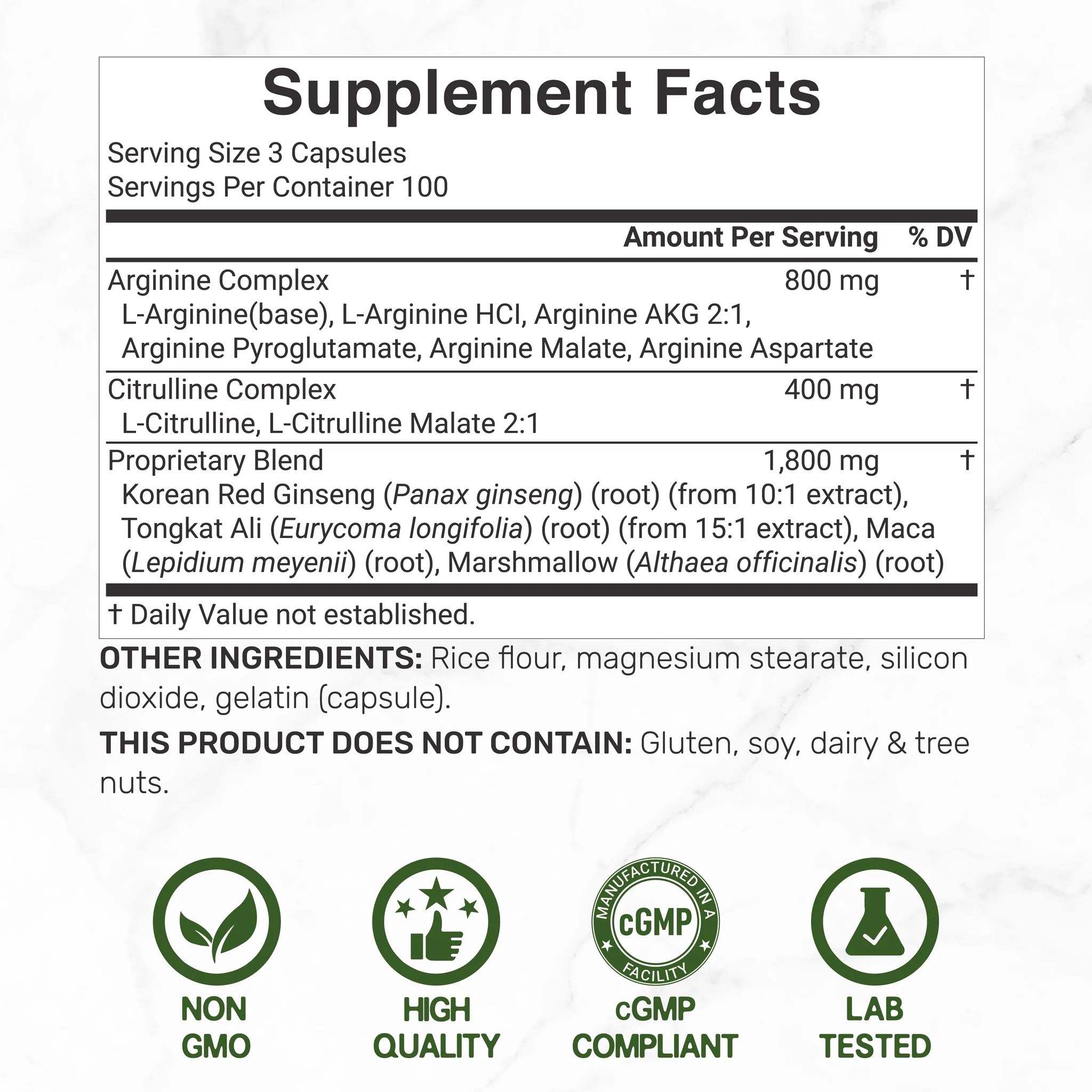 Nitric Oxide Supplement 3,000mg | 12-in-1 Complex | 300 Capsules thumbnail 3