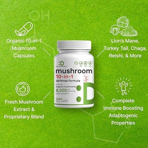 10-in-1 Organic Mushroom Complex | Daily Superfood Supplement | 240 thumbnail 4
