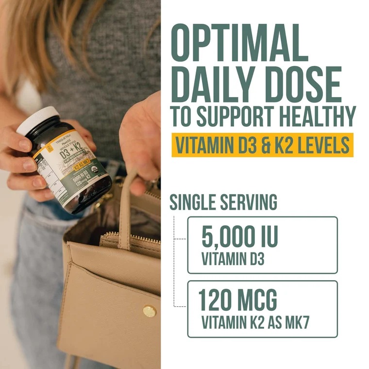 Organic Plant D3 + K2 | 5000 IU Vitamin D3 + 120mcg K2 | Vegan thumbnail 3