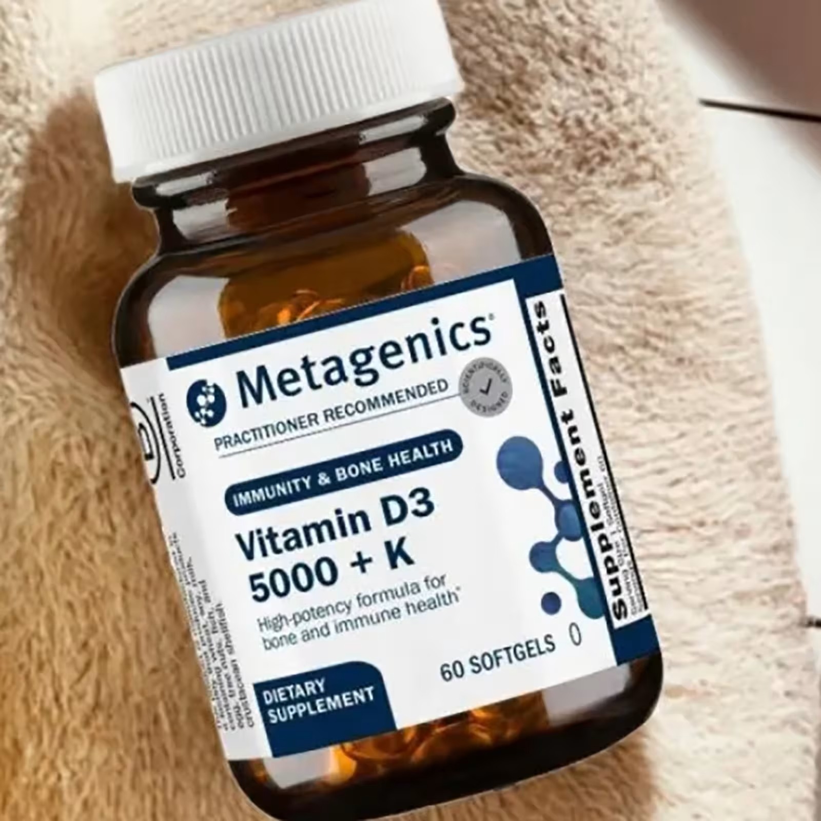 Metagenics Vitamin D3 + K | 5,000 IU Vitamin D3 with K2 MK-7 | 60 thumbnail 4