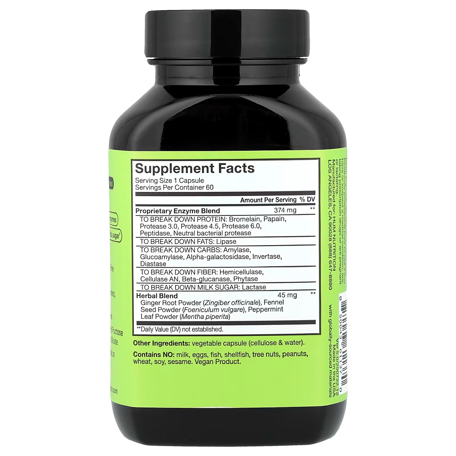 HUM Flatter Me Extra Strength Digestive Enzymes | 60 Capsules thumbnail 2