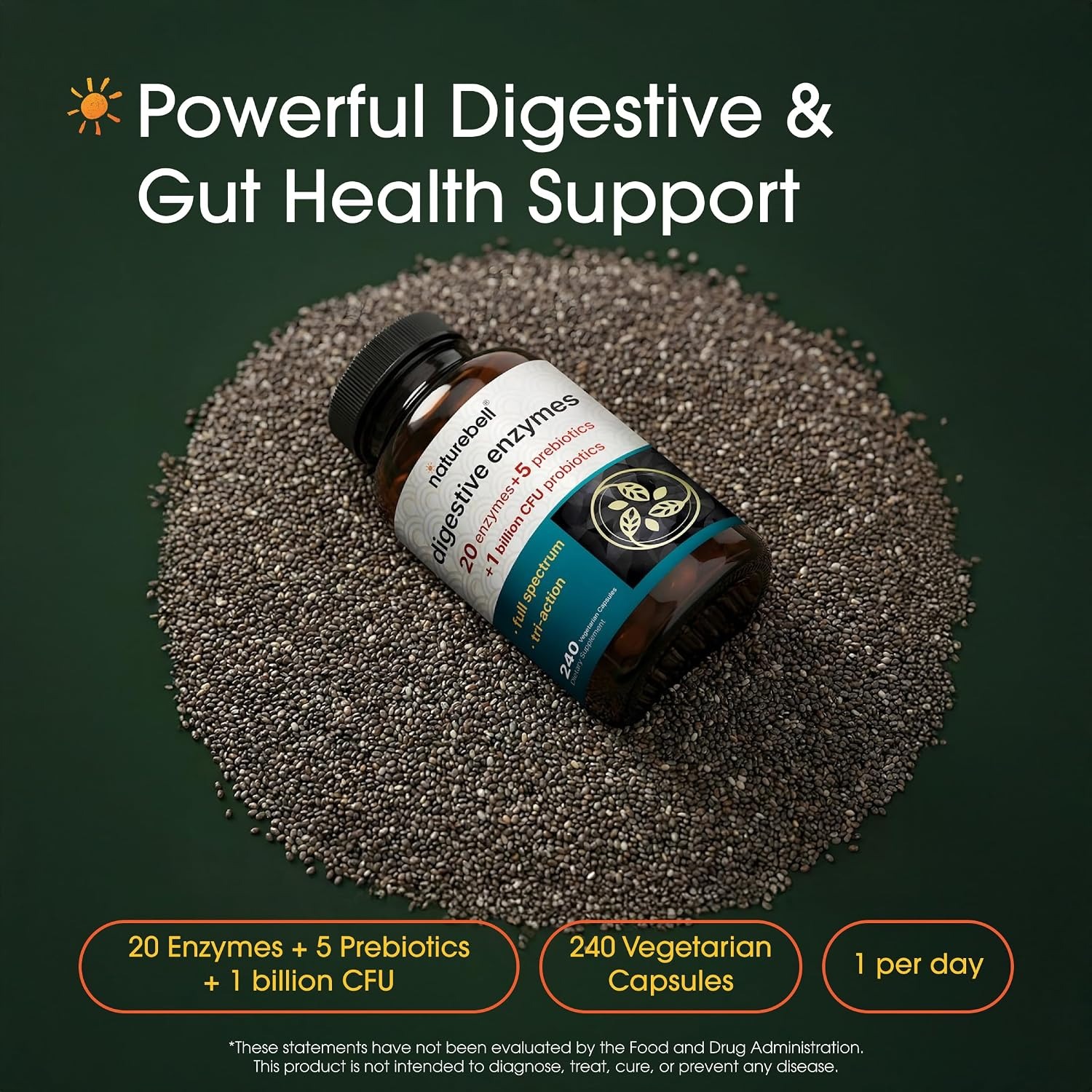 NatureBell Digestive Enzymes | Digestive Support Supplement | 240 Capsules thumbnail 3