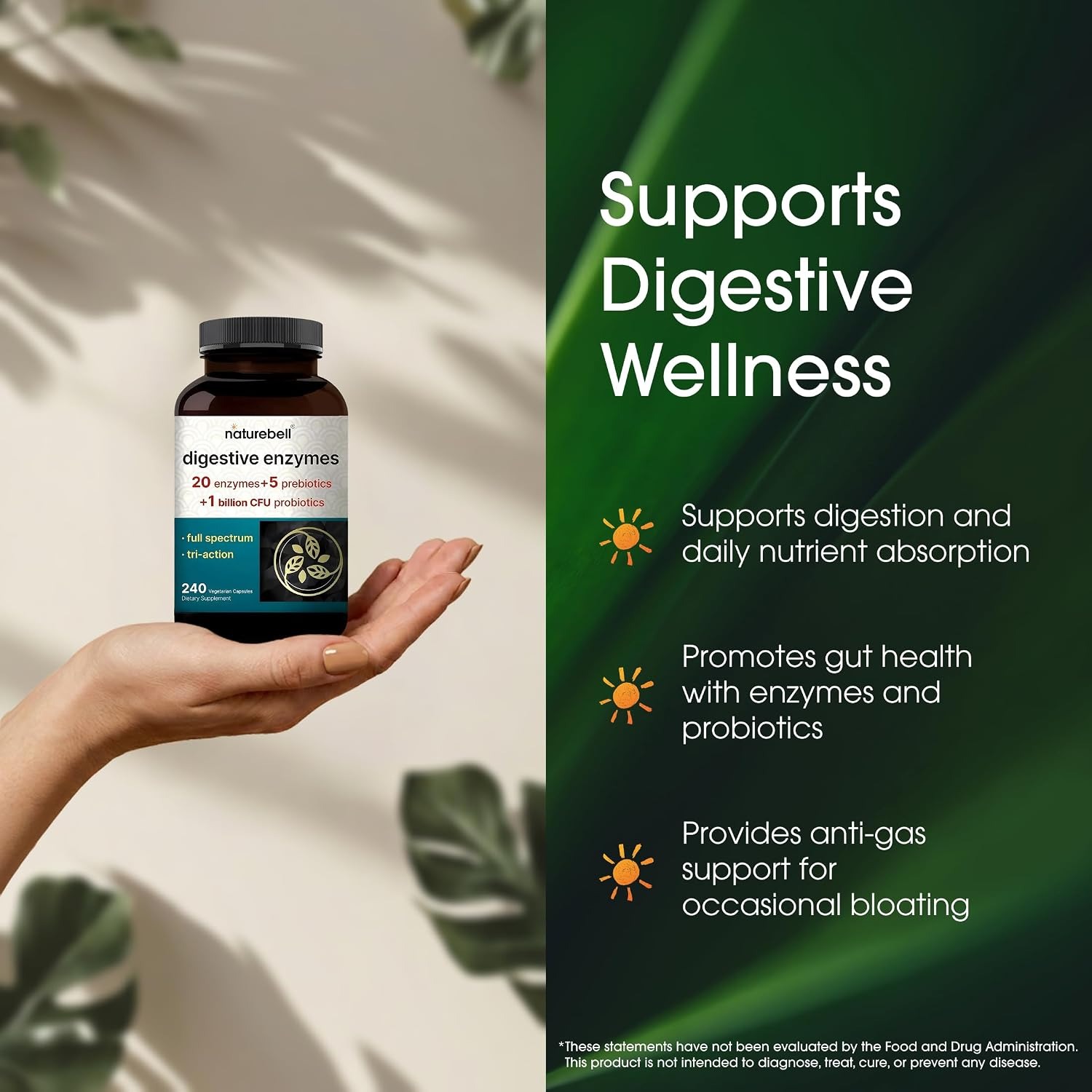 NatureBell Digestive Enzymes | Digestive Support Supplement | 240 Capsules thumbnail 5