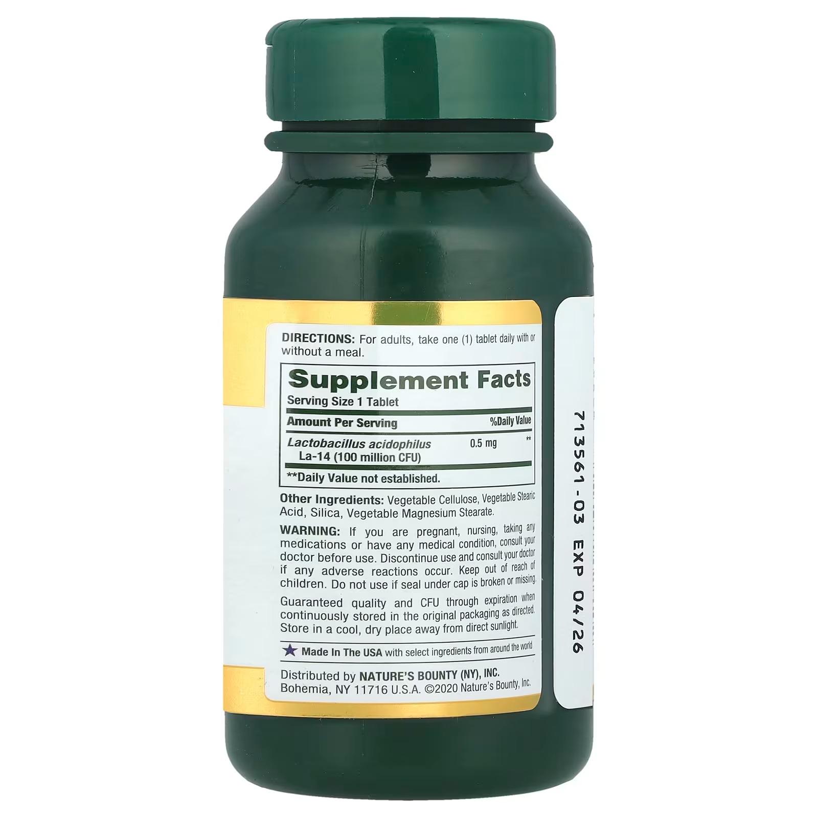 Nature’s Bounty Acidophilus Probiotic | 120 Tablets | Daily Gut Support thumbnail 2
