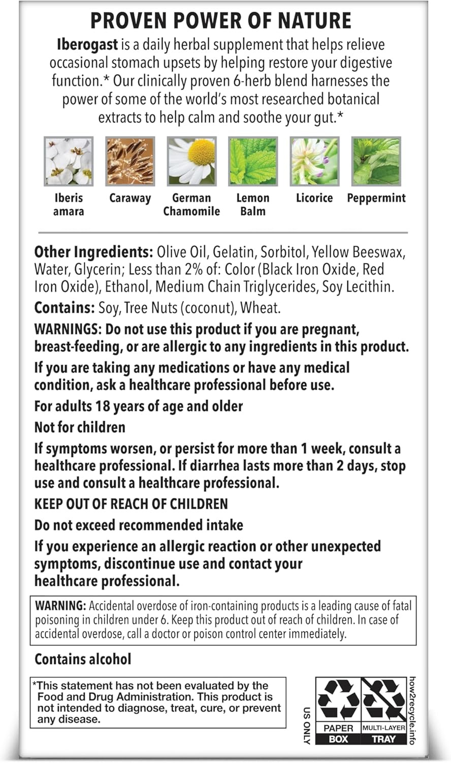 Iberogast Softgels | 6-Herb Blend for Digestive Support | 30 Count thumbnail 2