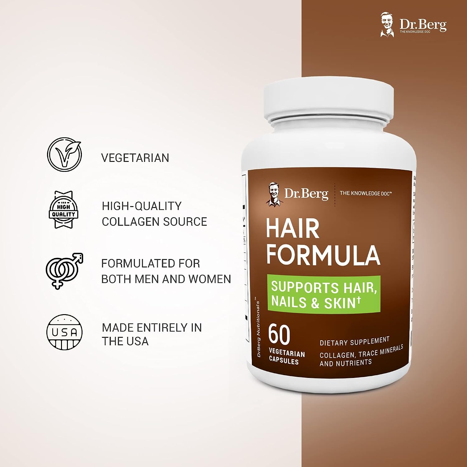 Dr. Berg’s Hair Formula Supplement | Biotin, Collagen & DHT Support | 60 thumbnail 2