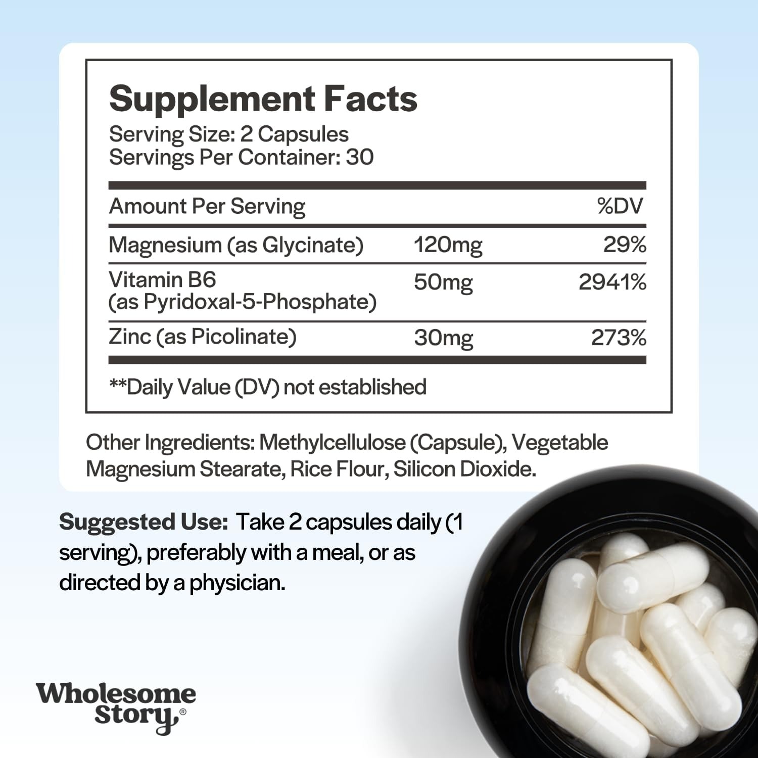 Wholesome Story Zinc Magnesium Vitamin B6 Supplement thumbnail 5