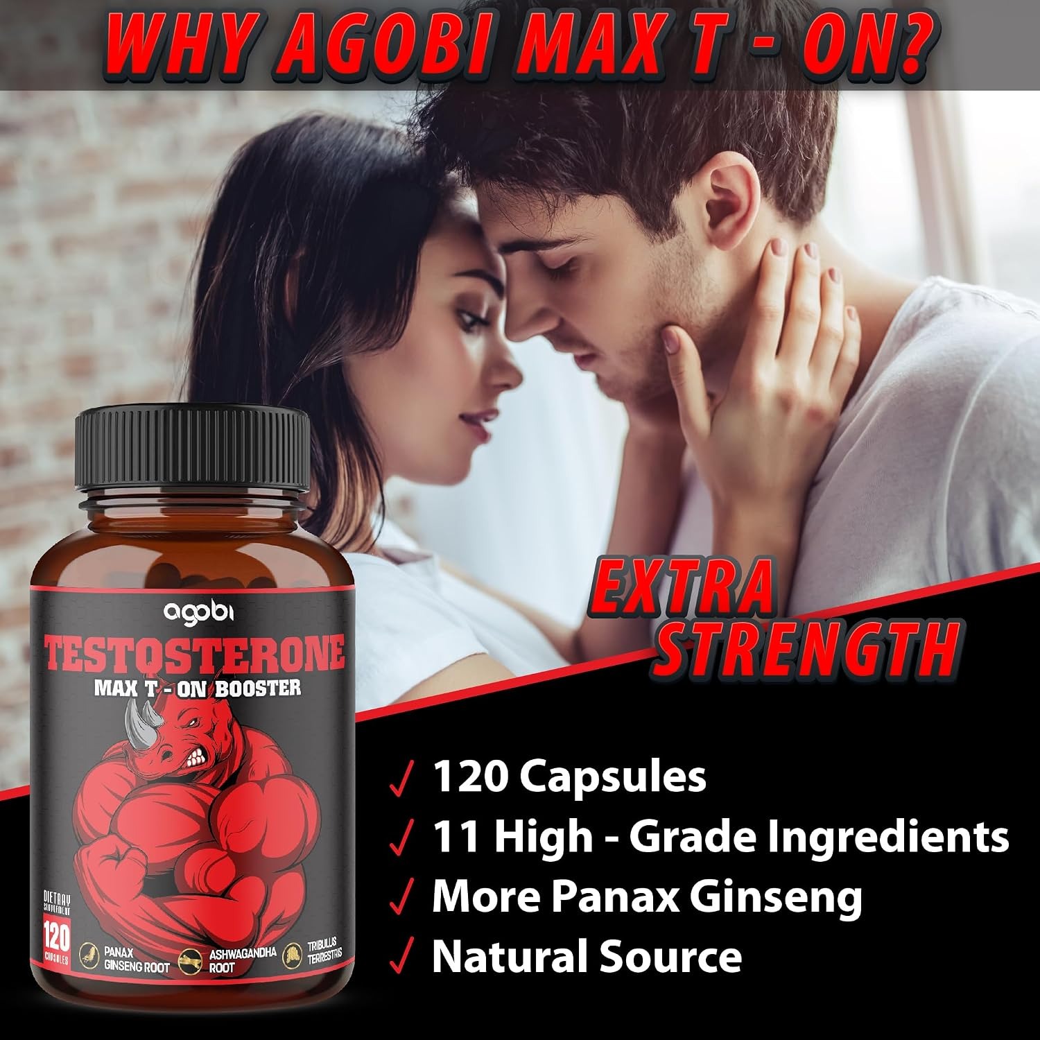 Agobi 11-in-1 Testosterone Supplement 120 Capsules thumbnail 2