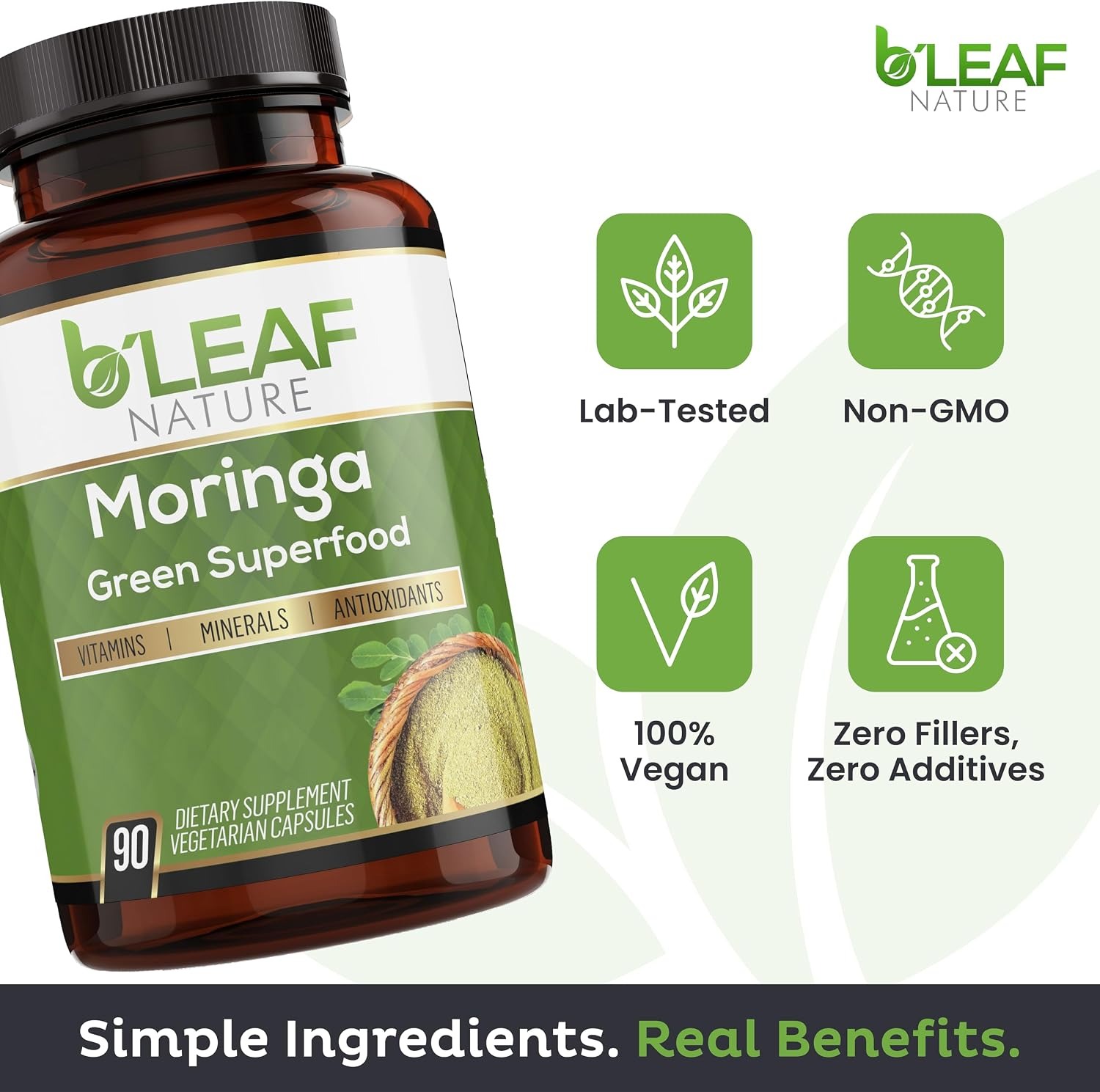 Organic Moringa Leaf Vegan Capsules 1000mg Pakistan thumbnail 3