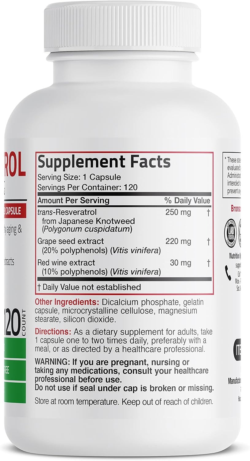 Bronson Resveratrol 500 mg Dietary Supplement Pakistan thumbnail 4