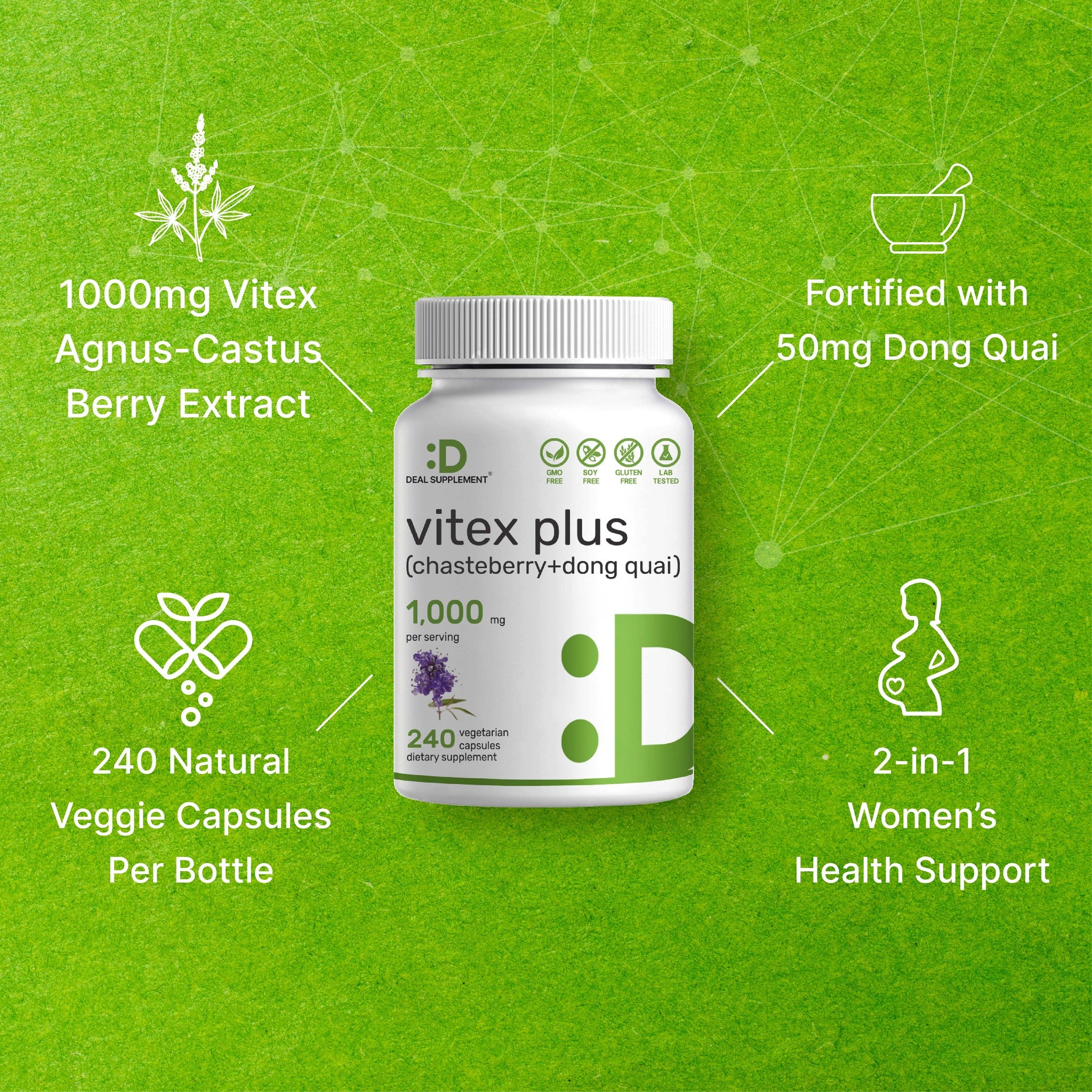 Vitex Chasteberry Supplement 1000mg in Pakistan – 240 Capsules thumbnail 2