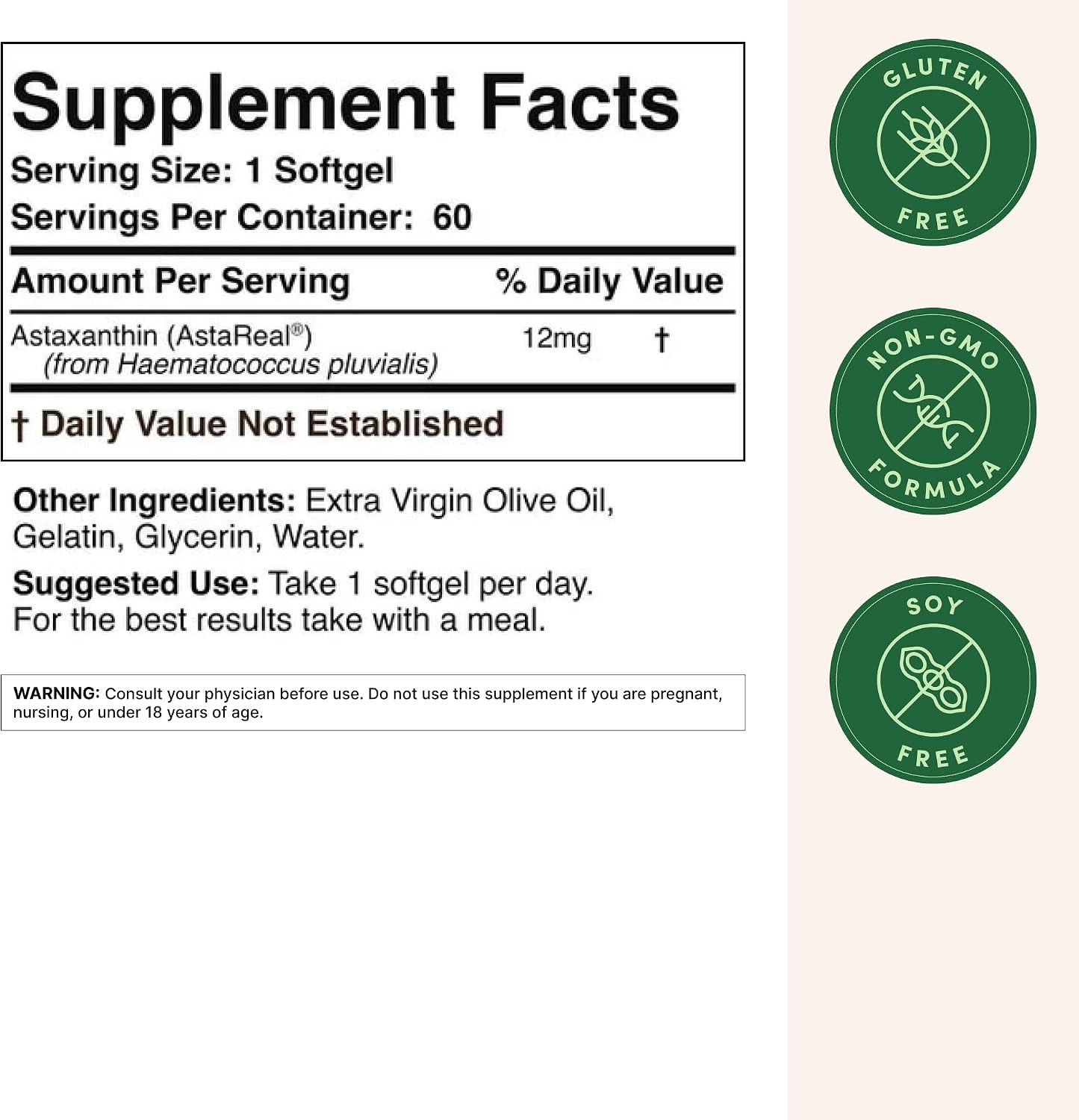 AstaReal Astaxanthin 12mg Antioxidant Supplement Pakistan thumbnail 3
