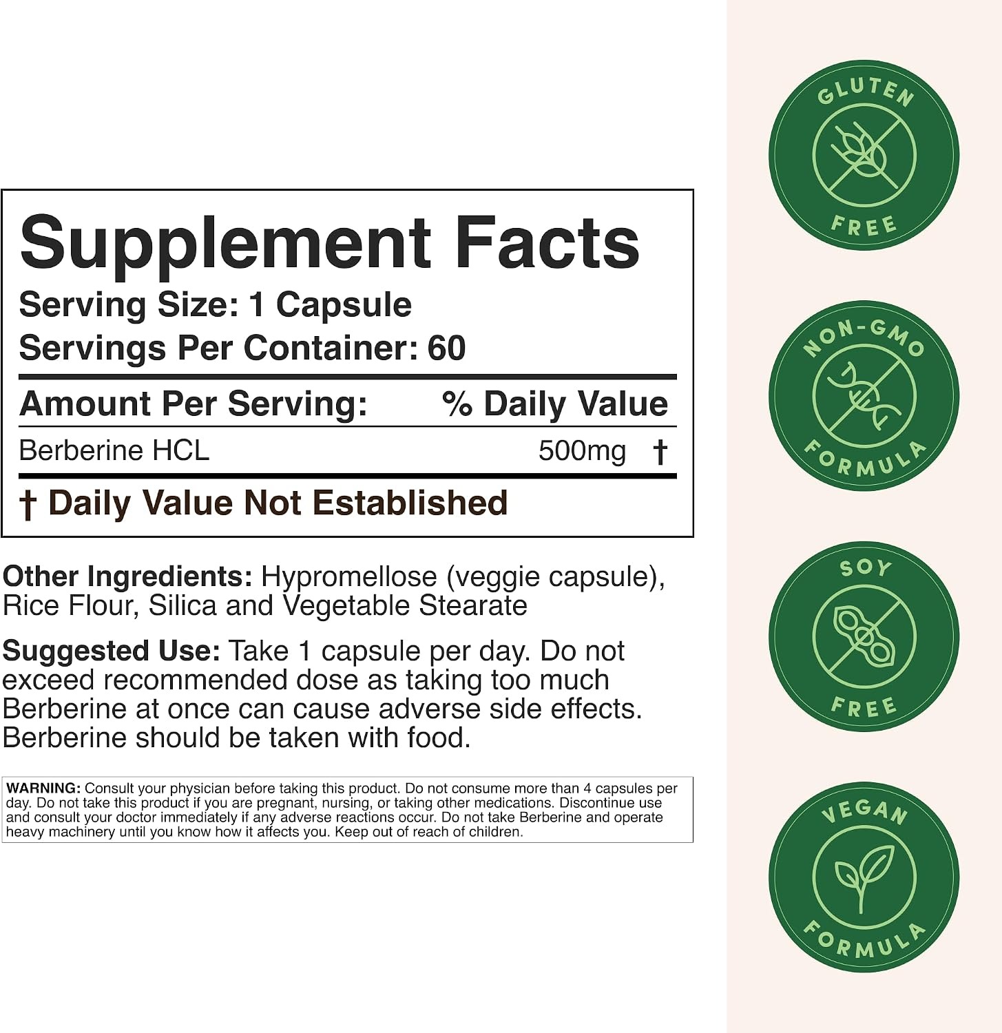 Berberine HCl 500mg 97% Purity 60 Capsules in Pakistan thumbnail 5