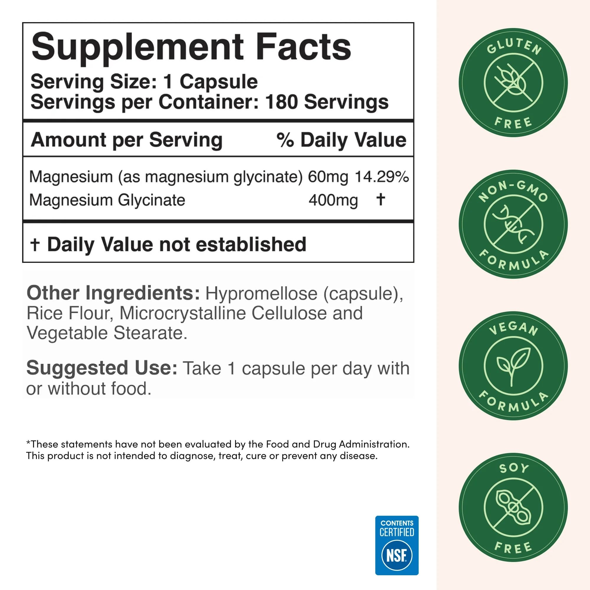 Magnesium Glycinate 400mg 90 Capsules in Pakistan thumbnail 3
