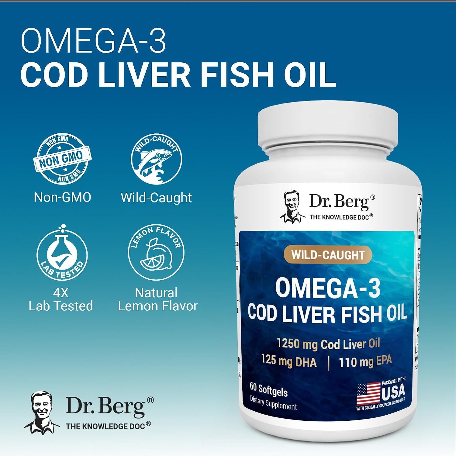 Dr Berg Omega-3 Cod Liver Fish Oil 60 Softgels in Pakistan thumbnail 4