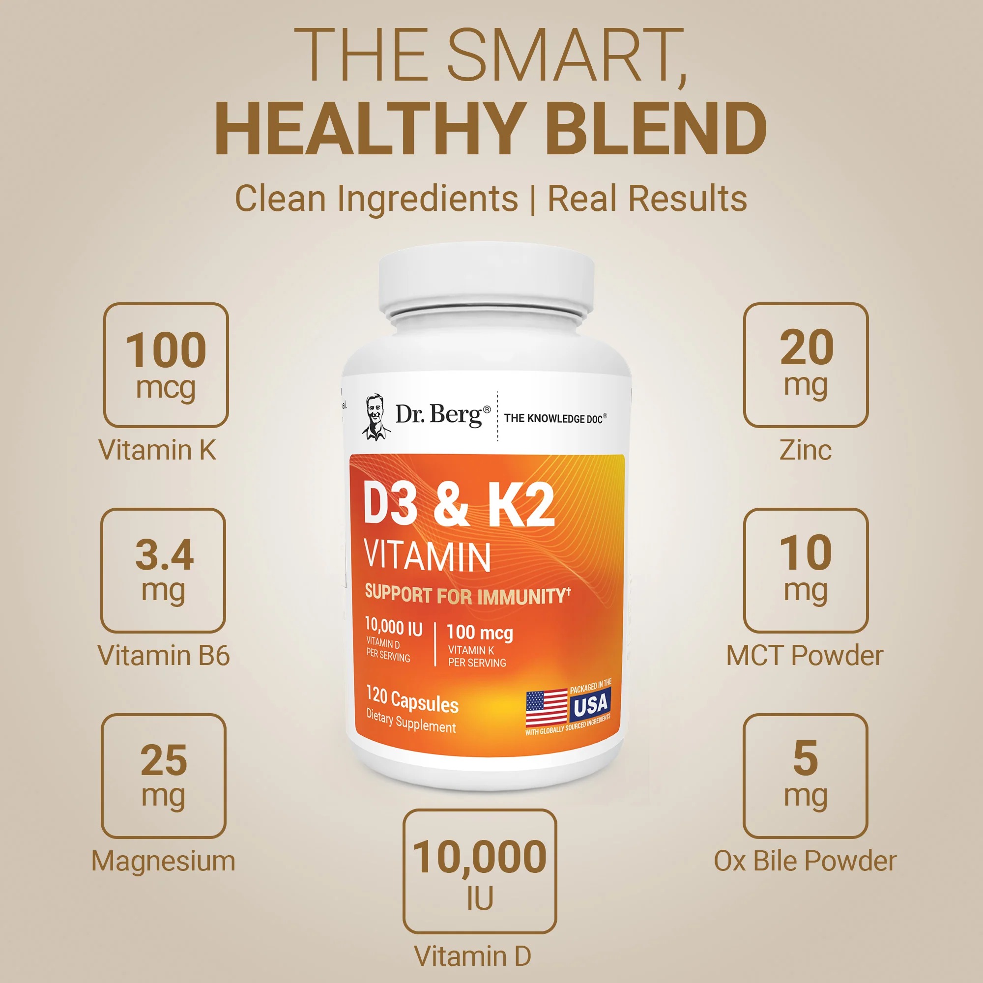 Dr. Berg Vitamin D3 K2 10,000 IU 120 Capsules in Pakistan thumbnail 3