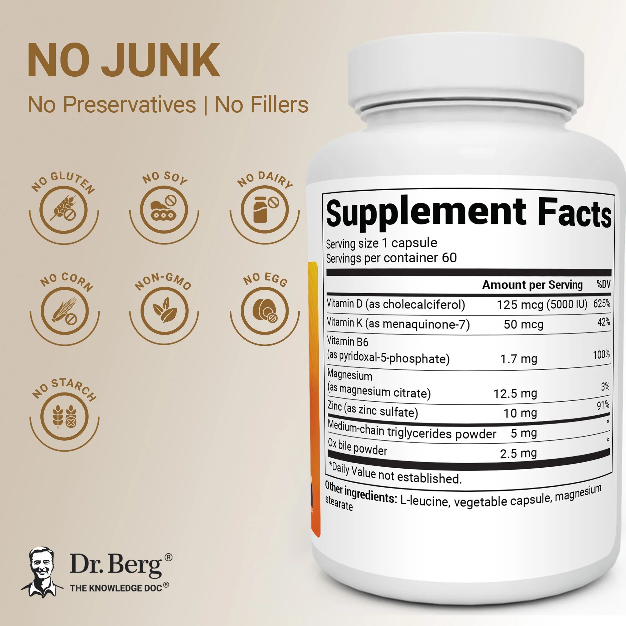 Dr. Berg Vitamin D3 K2 10,000 IU 120 Capsules in Pakistan thumbnail 5