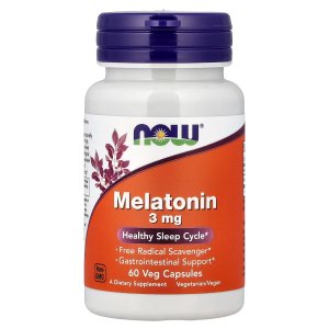 NOW Foods Melatonin 3 mg Healthy Sleep Cycle 60  Capsules
