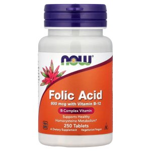NOW Foods Folic Acid B-Complex Vitamin 250 Tablets