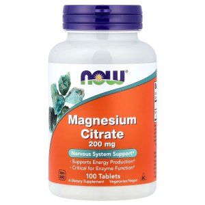 NOW Foods Magnesium Citrate, 200 mg Supports Energy Production 100 Tablets