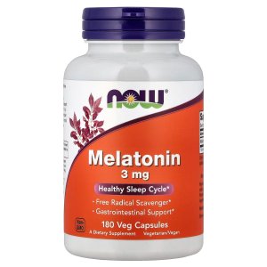 NOW Foods Melatonin 3 mg Healthy Sleep Cycle 180  Capsules