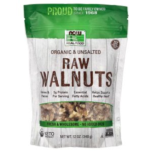 NOW Foods Real Food Organic Raw Walnuts Unsalted 340 g