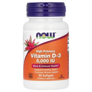 NOW Foods Vitamin D-3High Potency 5,000 IU Bone &amp; Immune Health 30 Softgels