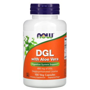 NOW Foods DGL with Aloe Vera 400 mg Digestive System Support 100  Capsules