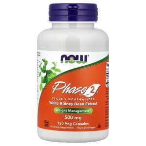 NOW Foods Phase 2® Starch Neutralizer 500 mg White Kidney Bean Extract 120 Capsules